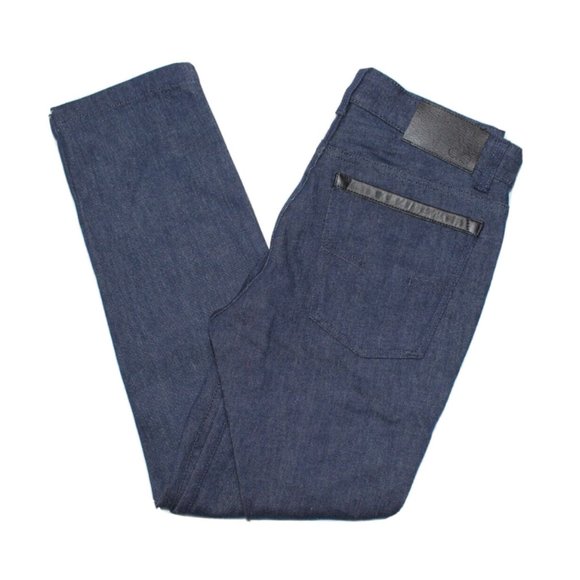 $790 Women's Sz 38,40 Salvador Ferragamo Jeans Dark Blue Denim/Black Leather NWT